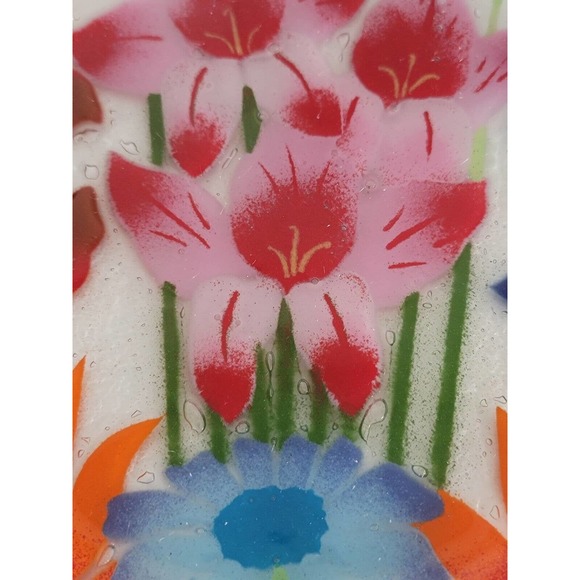 William McGrath InKogneto Fusion Art Glass Wild Flowers 11" Plate #56104 In Box - Picture 2 of 9